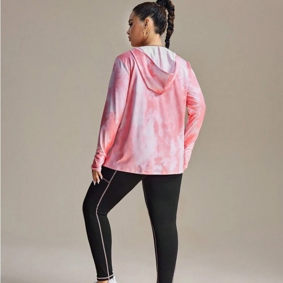 NEW SHEIN Pink Tie-Dye Women's Hoodie & Leggings Workout Set - Picture 4 of 9